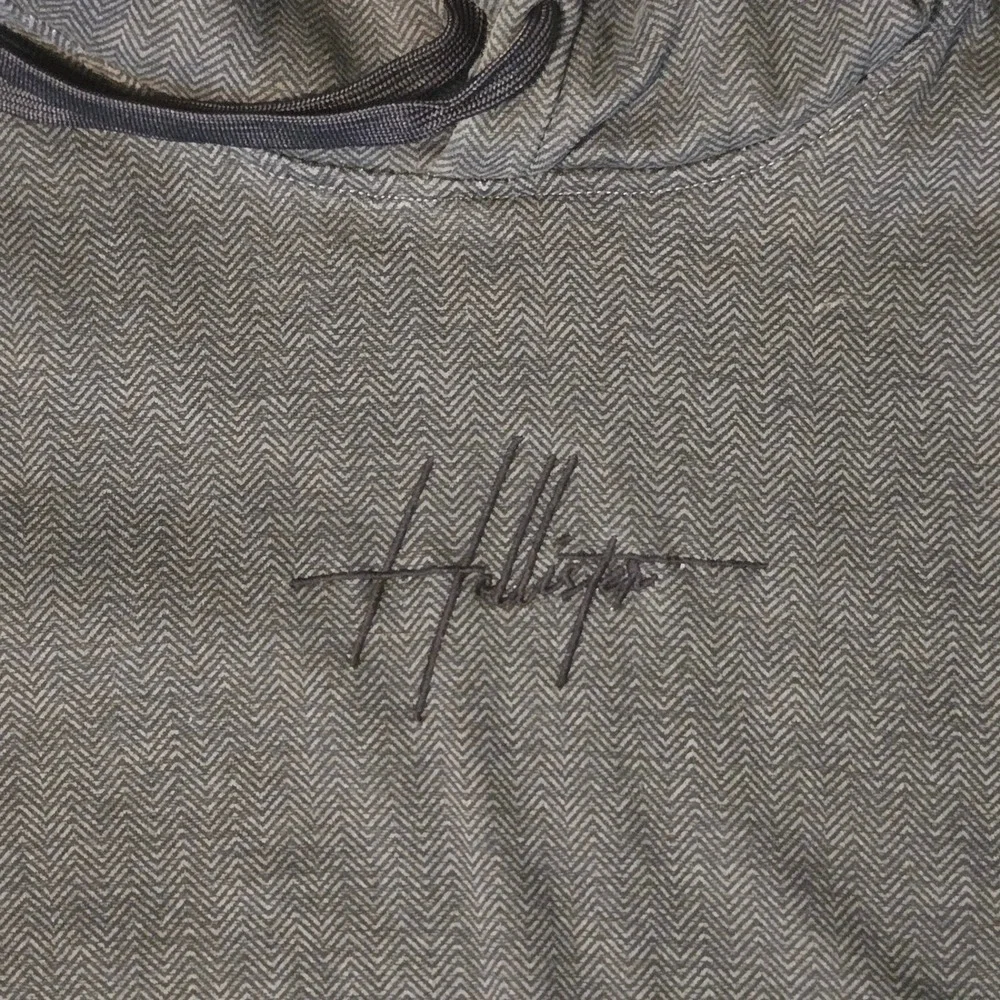 Hollister Kids Grey Herringbone Fleece Lined Pullover Hoodie Sweatshirt Medium